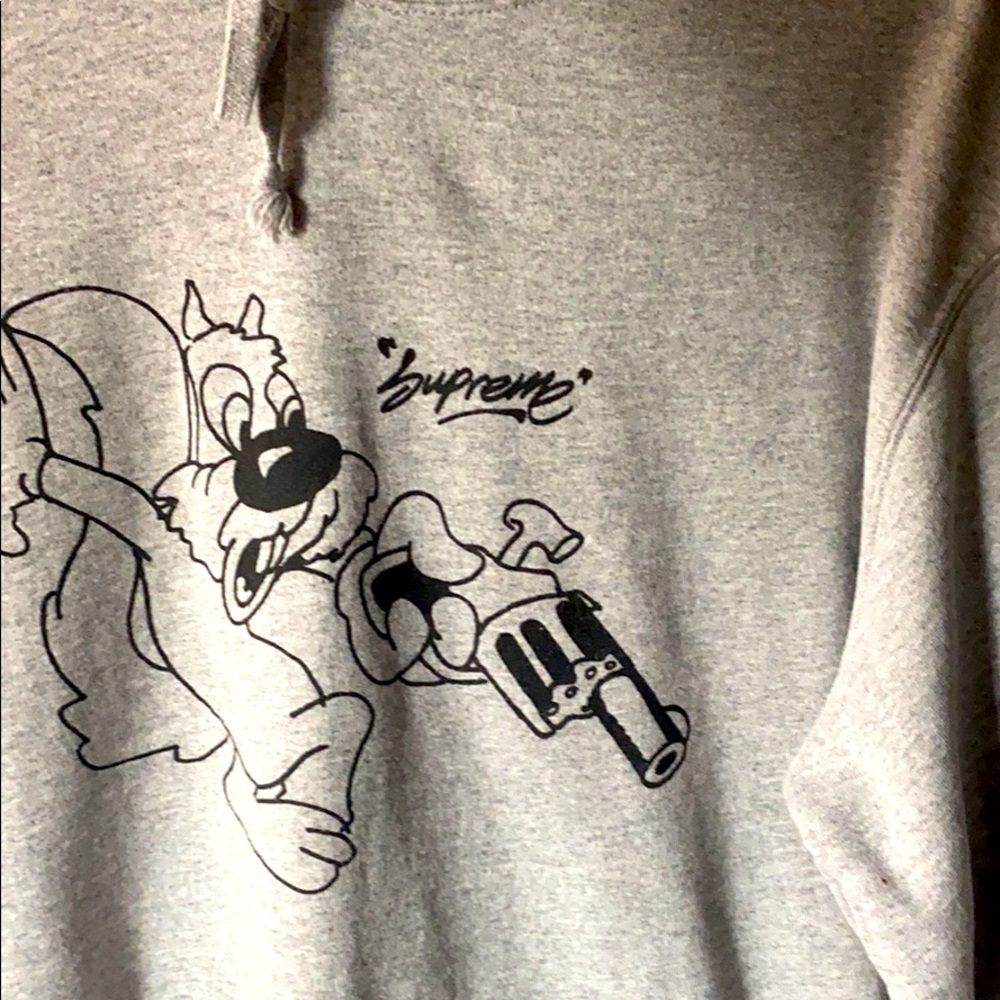 Supreme Hoodie Sweatshirt Grey Large